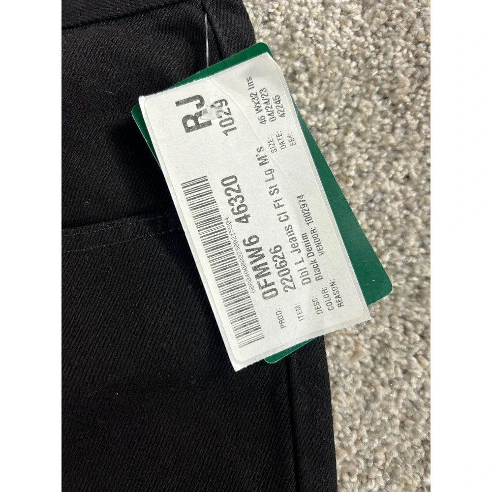 NWT LL Bean Mens Classic Fit Black Denim Jeans 46x32 100% Cotton